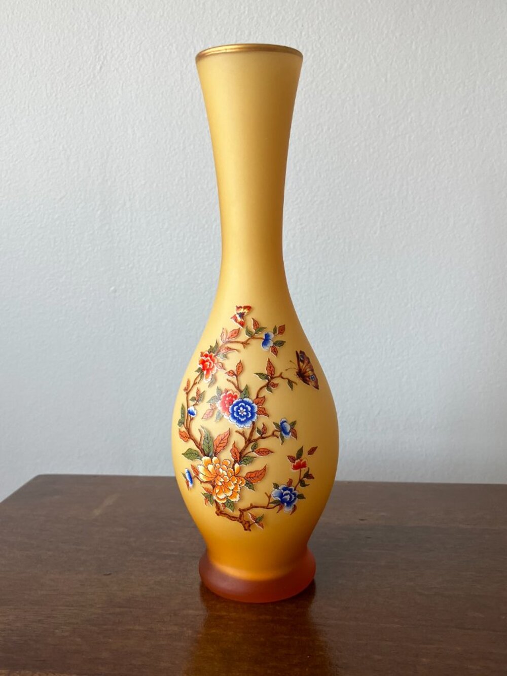 Vintage Made in Italy Glass Flower Vase Yellow